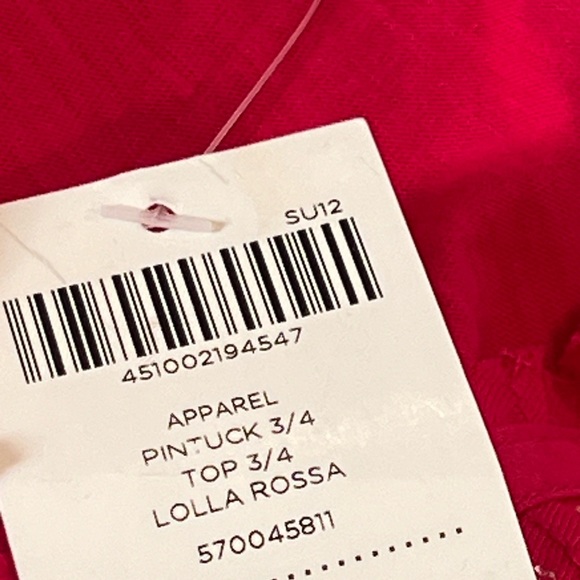 CHICO'S STRAWBERRY PINK PIN TUCK TOP 2 Large cotton beaded NWT New - Picture 7 of 12